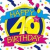 Happy 40th Birthday Satin Flag 15x22cm