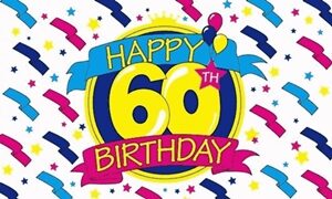 Happy 60th Birthday Satin Flag 15x22cm