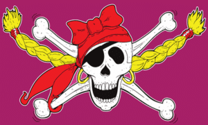 Pirate Girl Skull Flag