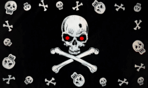 Skull and Bones Red Eyes Pirate Flag